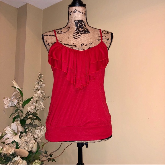 Tops - ~Ophelia~ Red v-neck tank top. Size M.